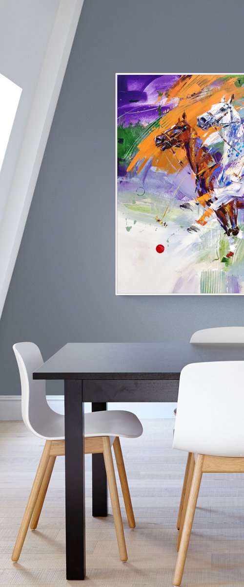120 x 100cm/ HORSE POLO #2 by Anna Cher