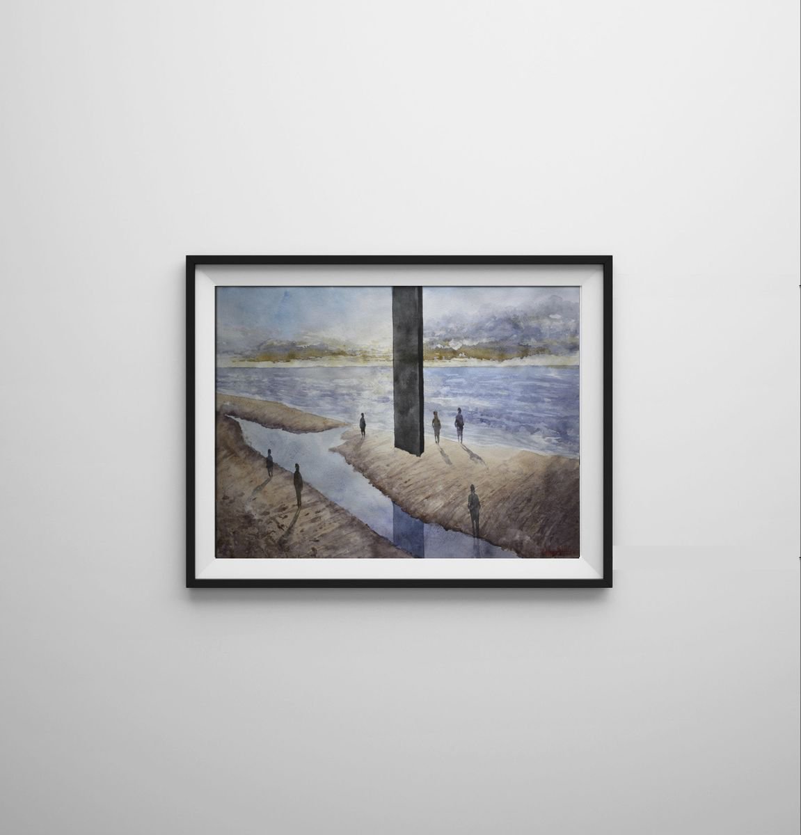 Photorealistic Landscape Watercolour By Eugene Gorbachenko, 24 X 17, Sunny Beach, Original Artwork