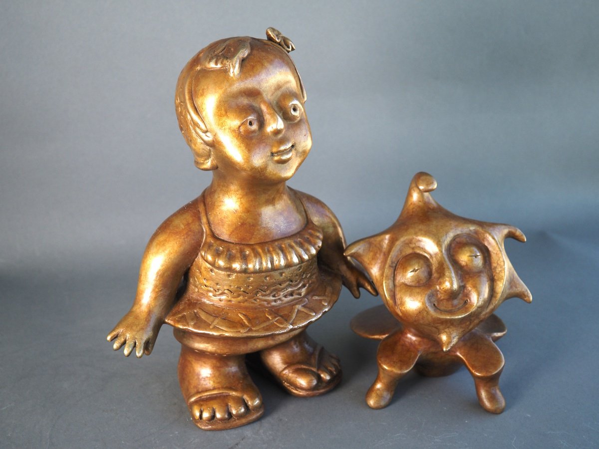 Cartoon Bronze Sculpture , Summertime By Linda Cares, 9 X 11, Artwork For Sale On Artfinder