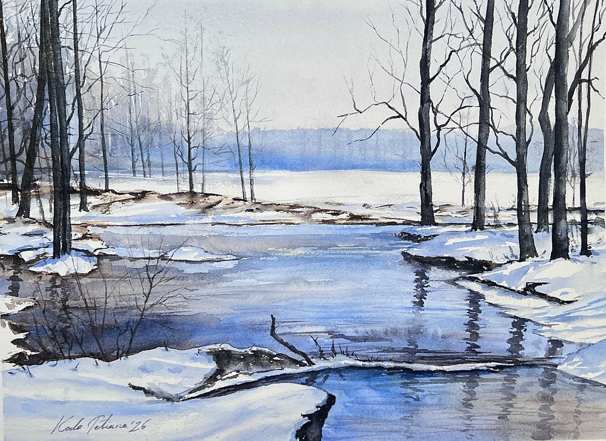 Impressionistic Watercolour , Winter Silence By Tetiana Koda, 15 X 11, Artwork For Sale On Artfinder