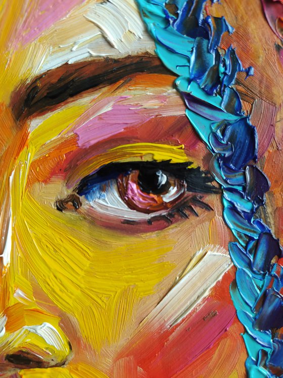 Piercing gaze - portrait, oil painting, woman portrait, woman, woman face, face oil painting