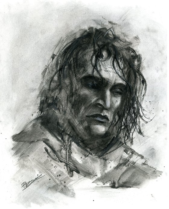 The broken man - Charcoal drawing