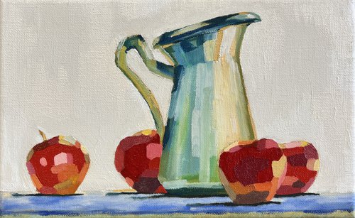 A Milk Jar with Apples by Aylee Kim