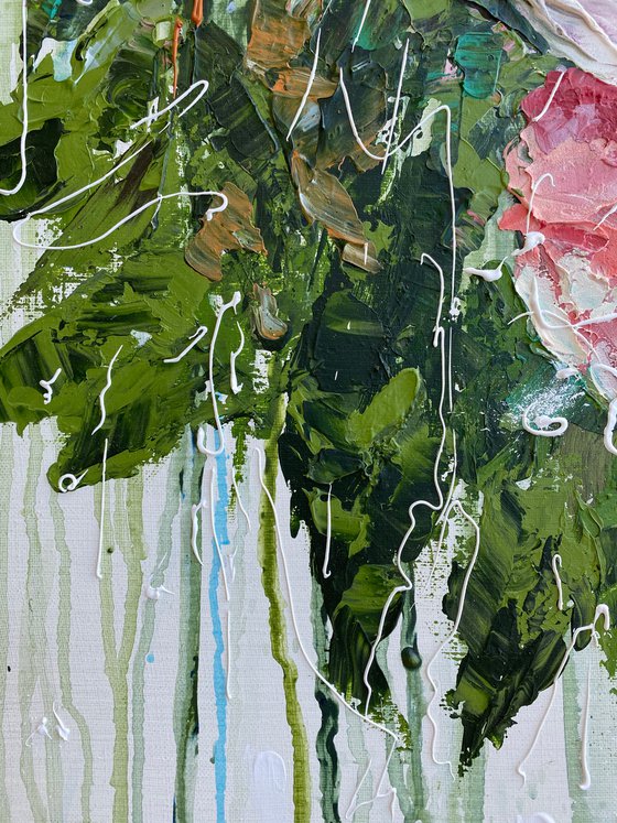 More roses original painting on canvas floral