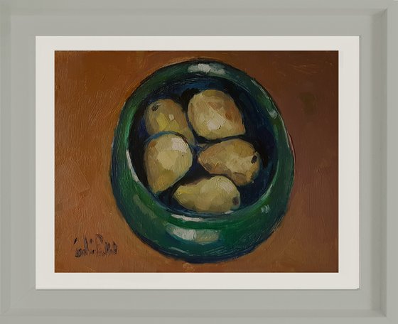 Five Pears in Green Bowl