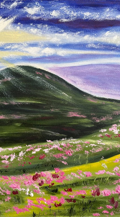 Flowering Mountains oil original painting by Halyna Kirichenko