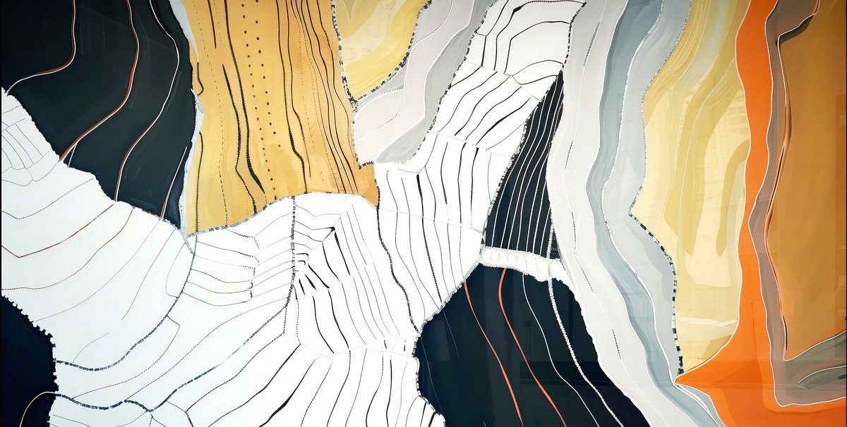 Abstract Acrylic Painting By V+V Kniazievi, 47 X 24", Rings Of Life #5, Original Artwork