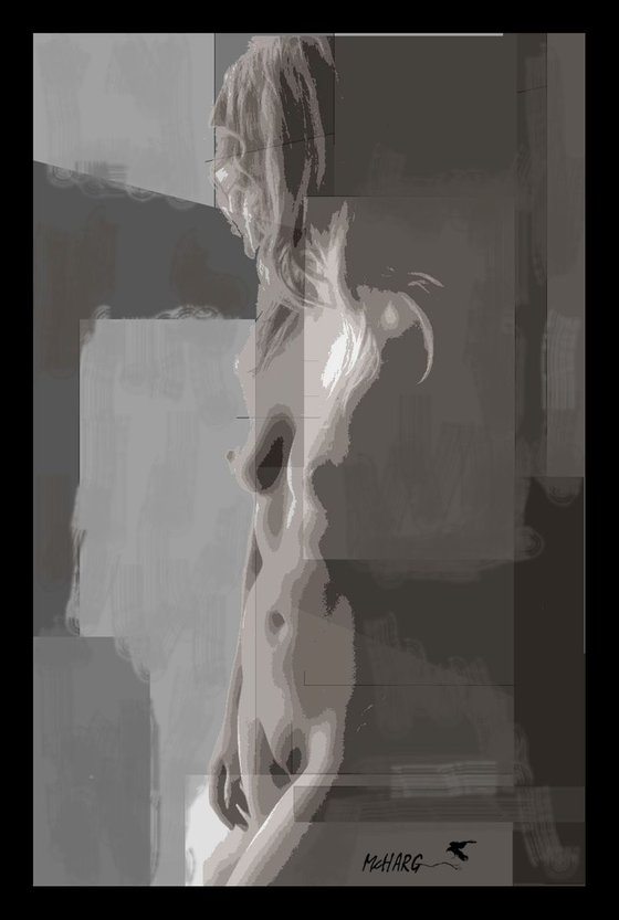 NUDE IN BLACK AND GREY  33"X51"