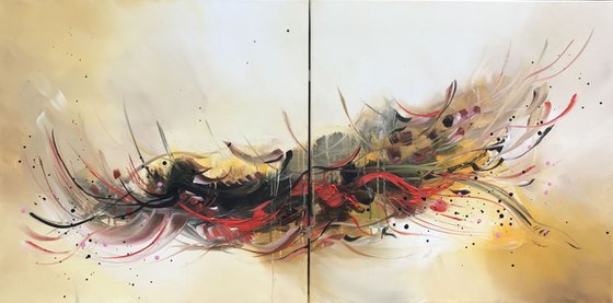 " Adventure" Acrylic painting 70x140 cm ( 28x55") two canvases