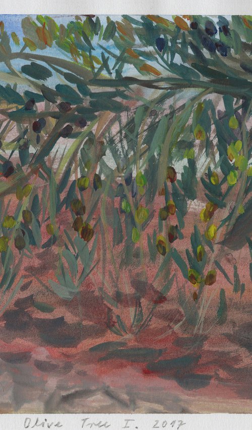 Olive Tree I, 2017, acrylic on paper, 20.9 x 29.5 cm by Alenka Koderman