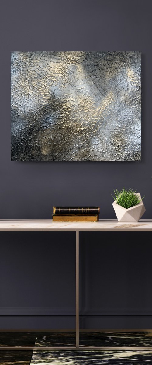 Textured Gold black abstract by Marina Skromova