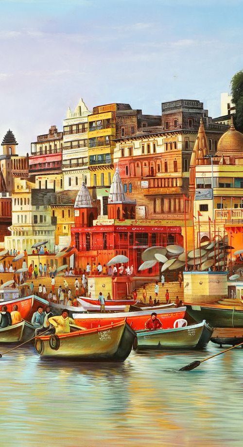 Banaras ghaat in day by Kuldeep Singh