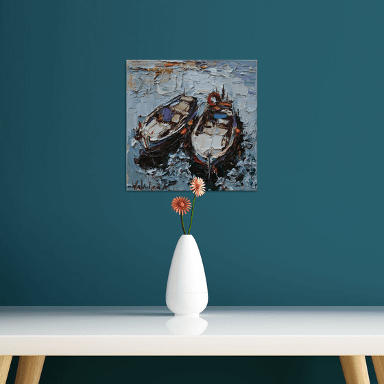 Two boats - Original oil painting