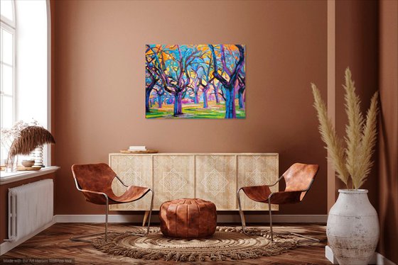 APPLE TREES 6625 - oil landscape painting on stretched canvas