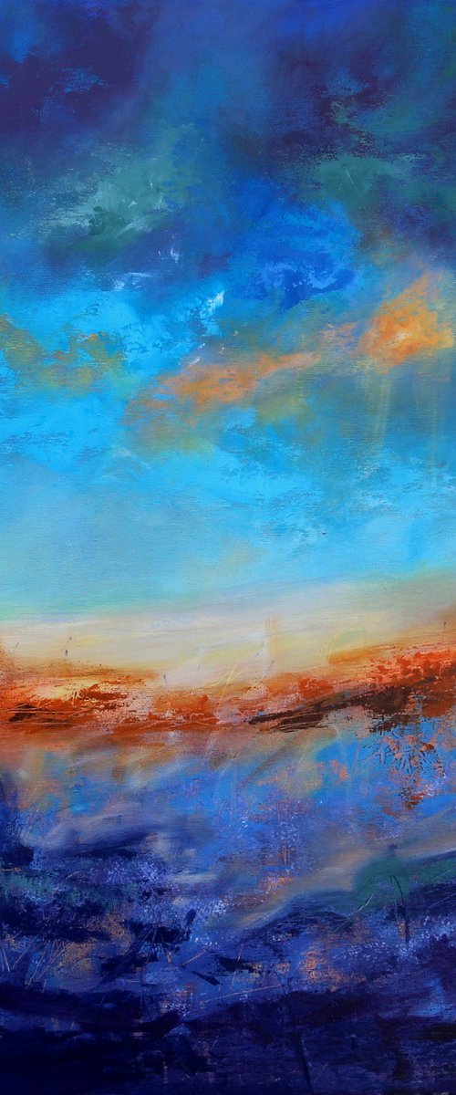 Moody Lavender - Large original abstract landscape by Cecilia Frigati