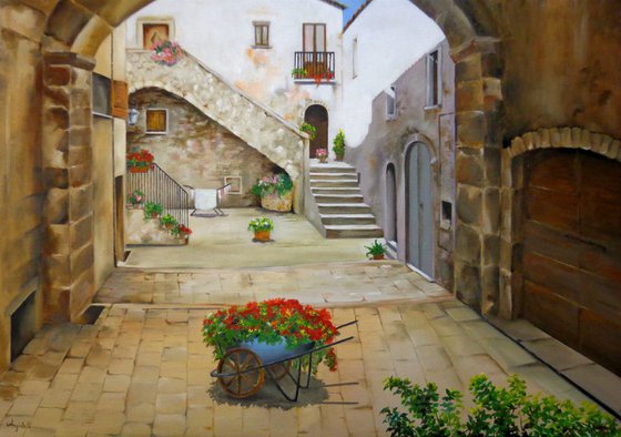 Italian village - landscape - photorealism -