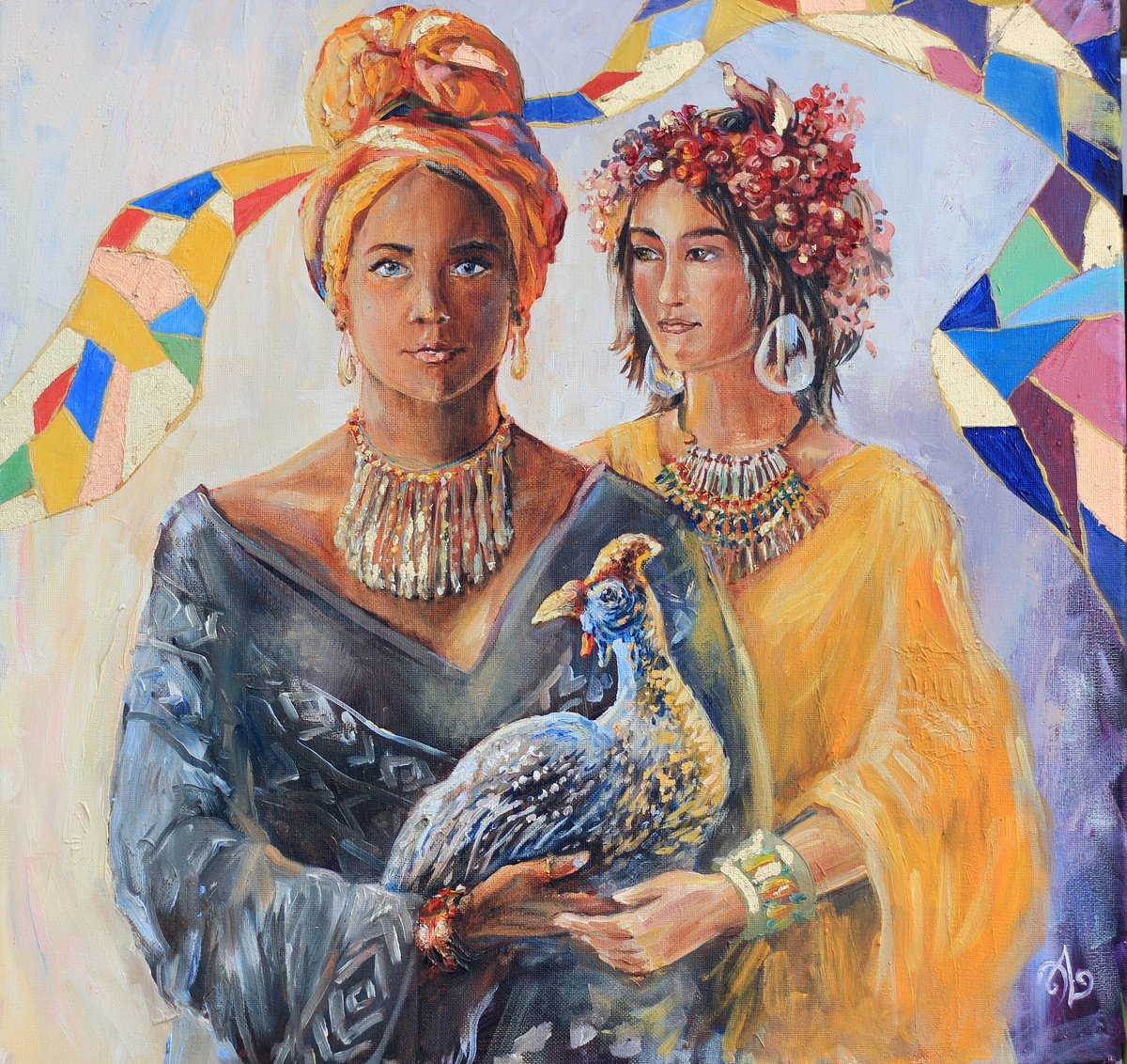 Impressionistic Portrait Oil Painting By Elina Vetrova, 20 X 20, Portrait Of Women, Original Artwork