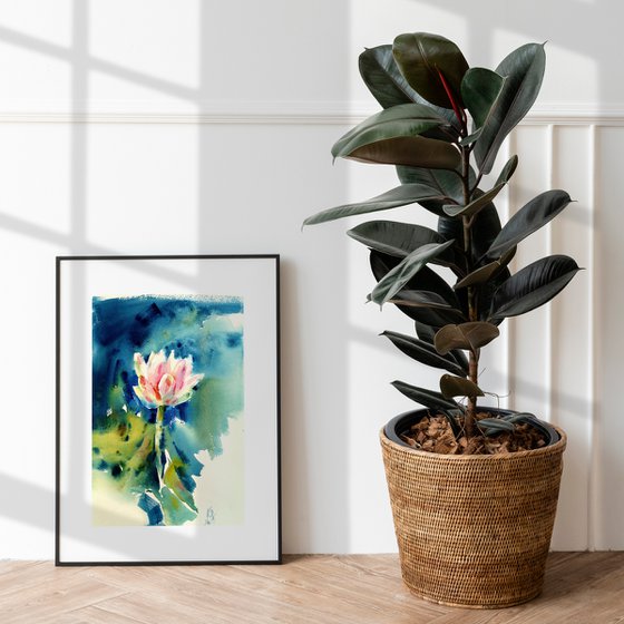 Original watercolor painting "Lotus - the flower of life"