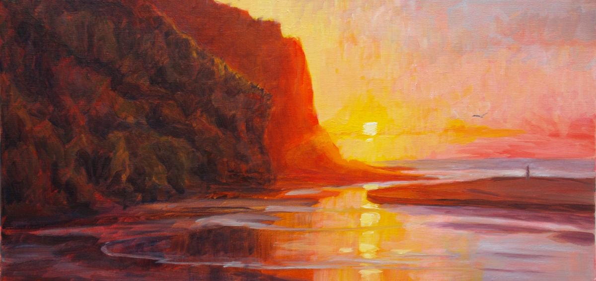 Rock Sunset By Elena Sokolova, 24 X 12, Artwork For Sale On Artfinder
