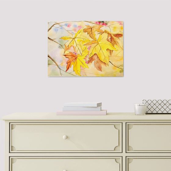 Autumn leaves. Watercolor painting.