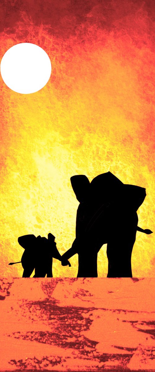 Elephants at Sunset africa animal elephant print hand to hold onto by Stuart Wright