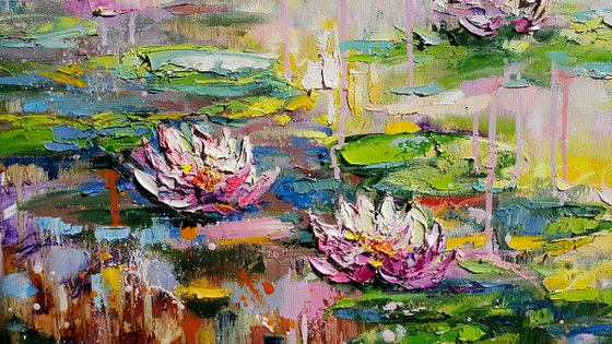 Water Lilies - Morning at the Pond, painting landscape