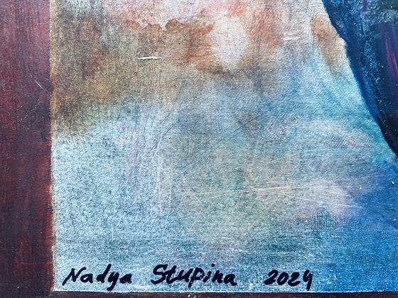 Daffodils in a blue vase