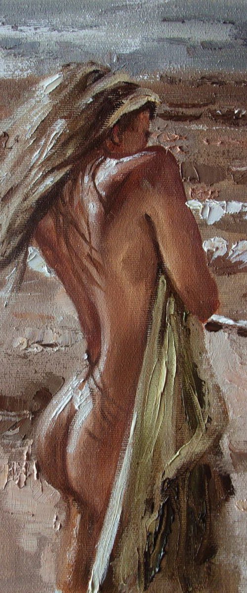 RESERVED " SUMMER ... " original painting SEA spring palette knife GIFT by Monika Luniak