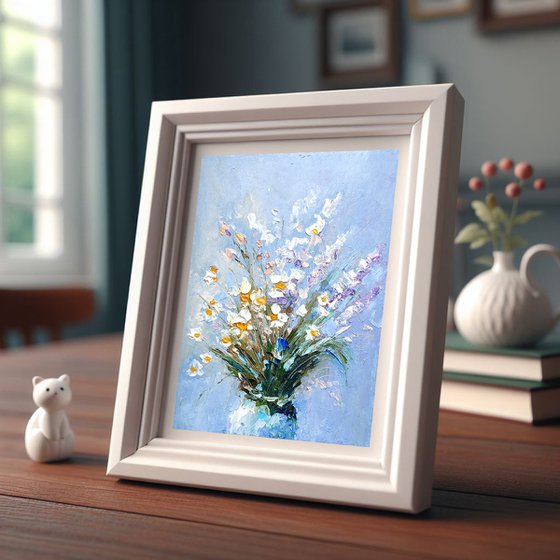 Wildflower Bouquet Painting Floral Original Art Flower Wall Art