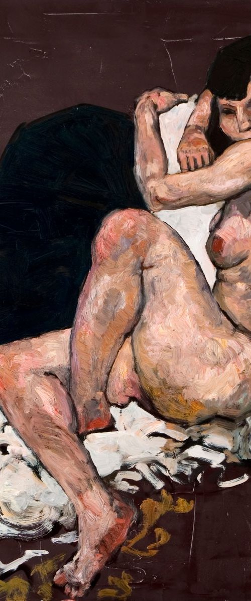 expressionist contemporary nude woman - Schiele style by Olivier Payeur