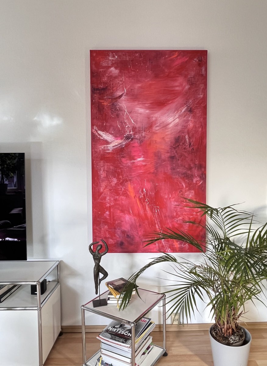 Impressionistic Abstract Acrylic Painting By Maria Bevilacqua-Fischer, 31 X 55", The Pulse Of Being, Original Artwork