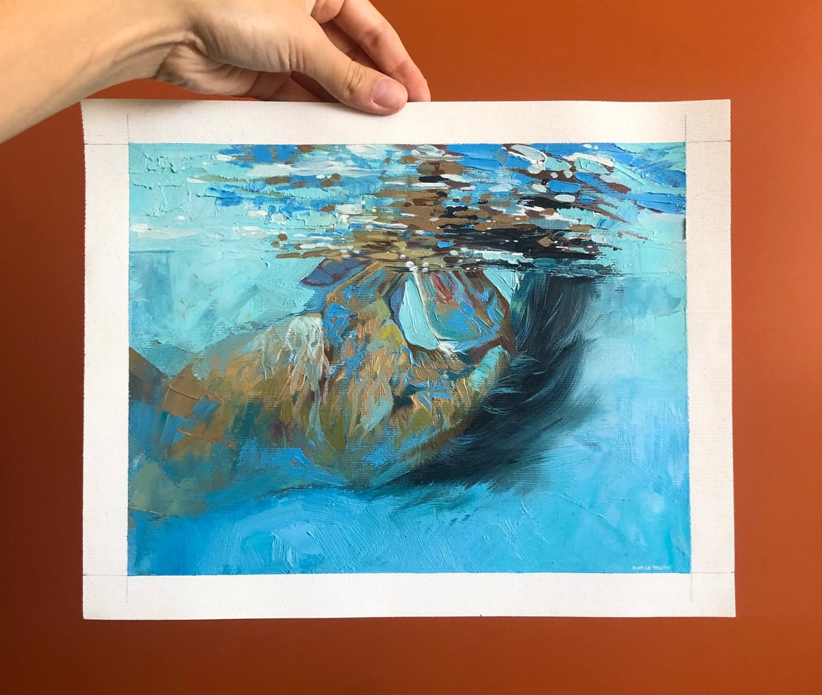 Impressionistic Landscape Oil Painting By Anastasia Parfilo, 11 X 8, Sea Summer Horse I?i, Original Artwork