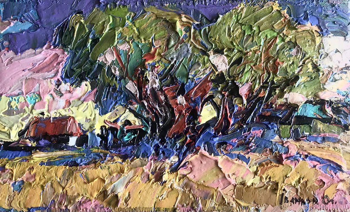 Impressionistic Landscape Oil Painting By Kalenyuk Alex, 10 X 6", Warm Wind, Original Artwork