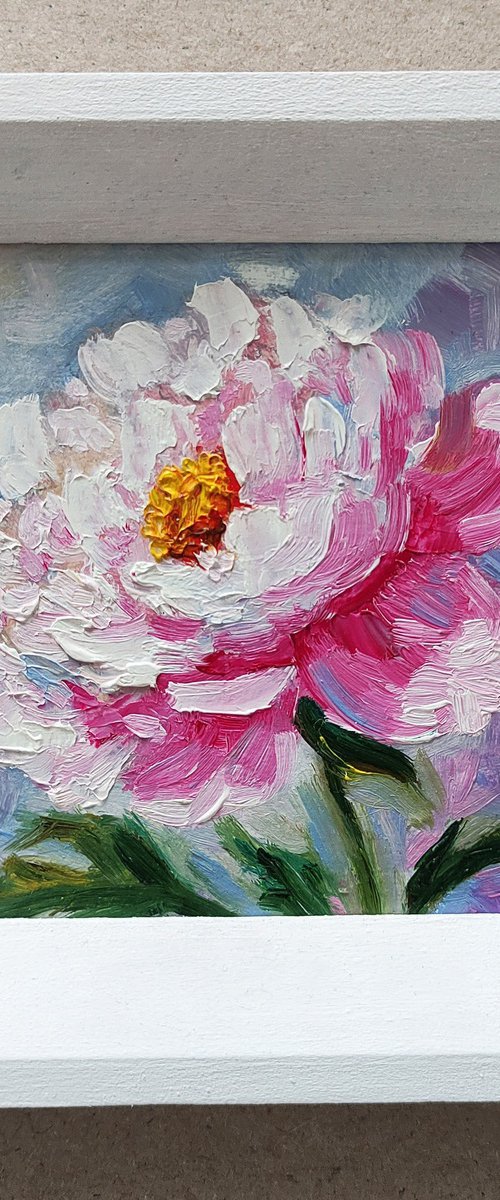 White peony framed painting by Yulia Berseneva