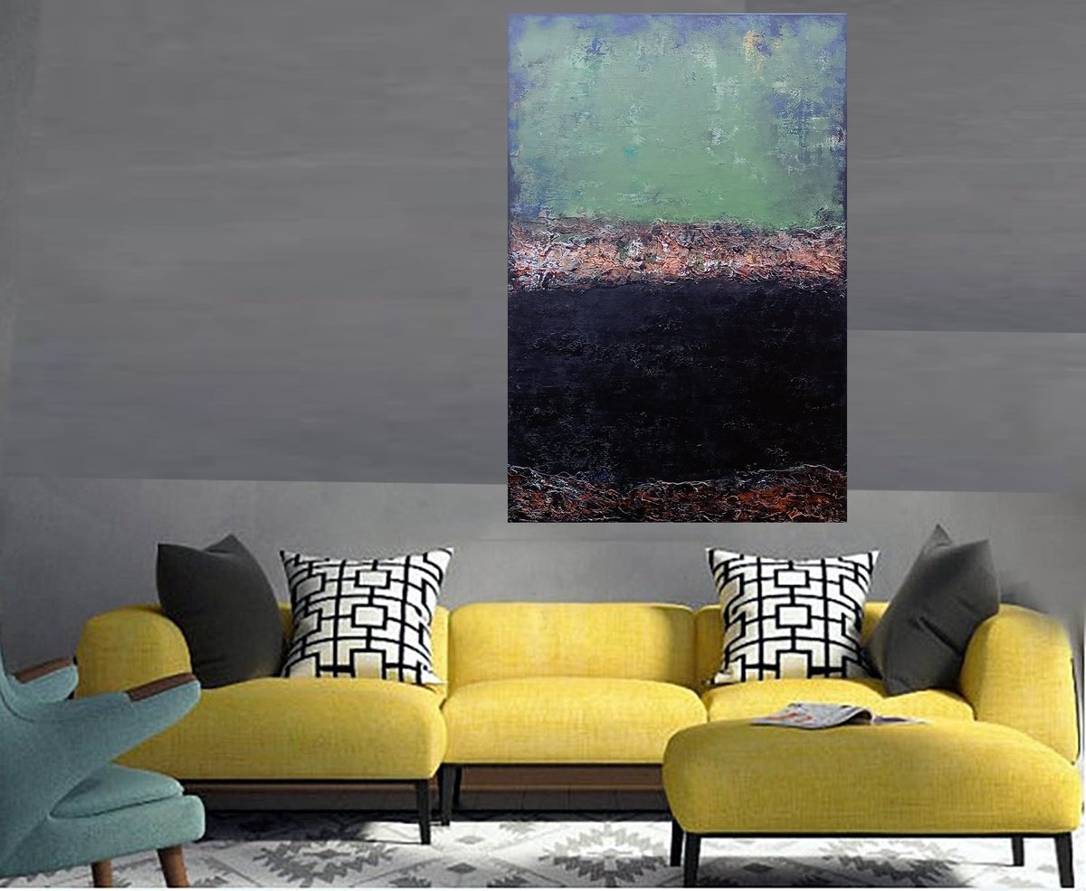 Abstract Acrylic Painting By Susan Wooler, 31 X 47", Deafening Silence, Original Artwork