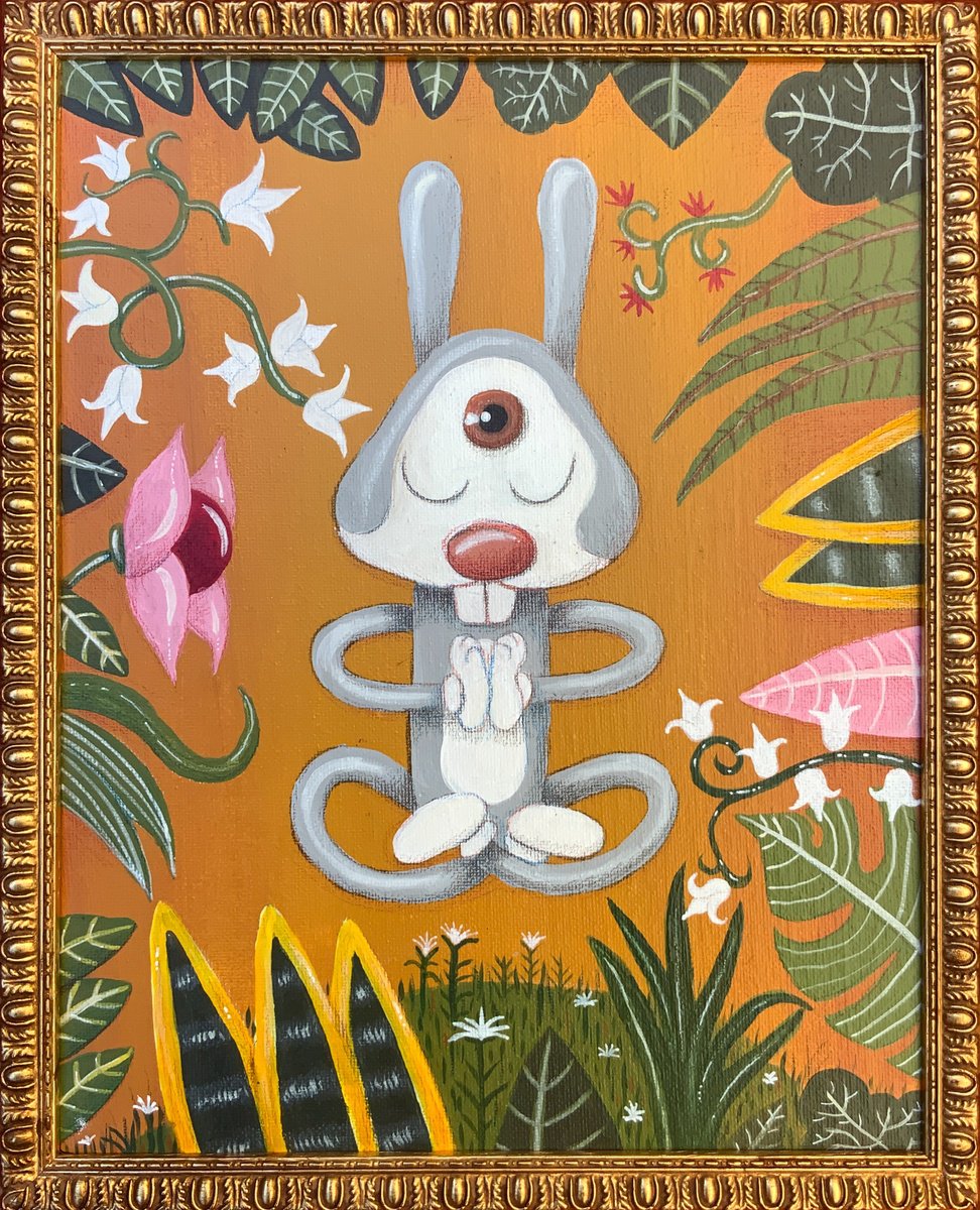 Cartoon Acrylic Painting , 662 - Yogi Rabbit By Paolo Andrea Deandrea, 10 X 13, Artwork For Sale On Artfinder