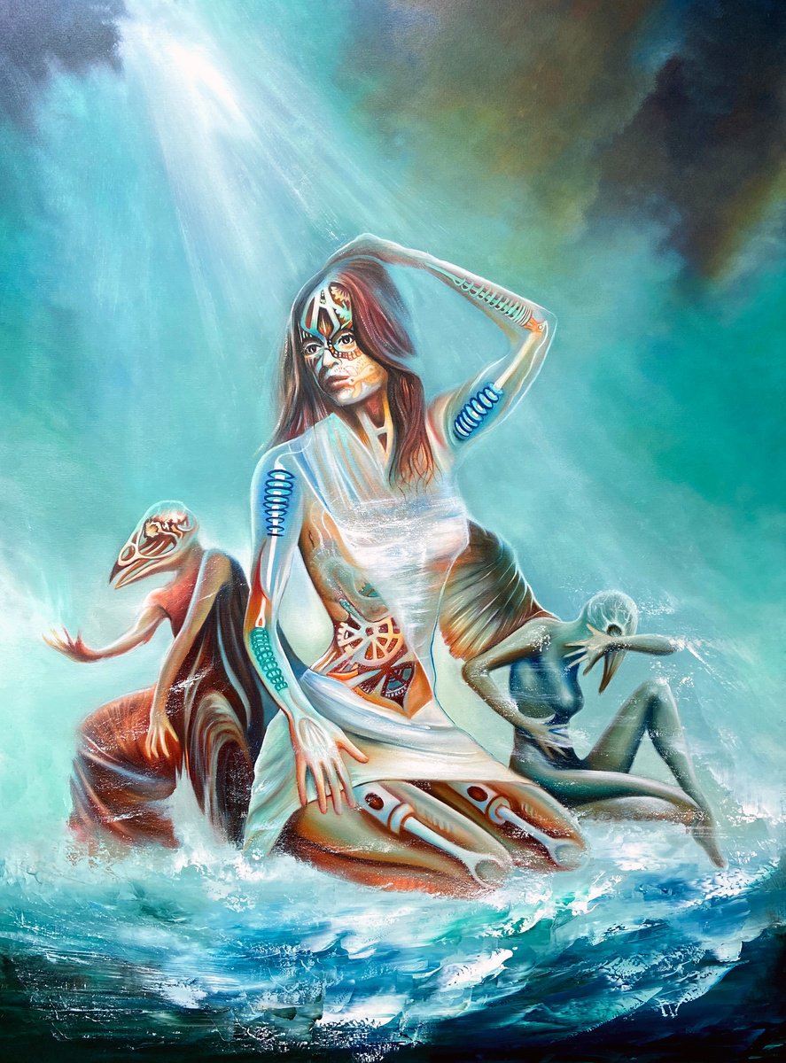 Surrealistic Portrait Oil Painting By Paul Kingsley Squire, 36 X 48", Apothesosis, Original Artwork