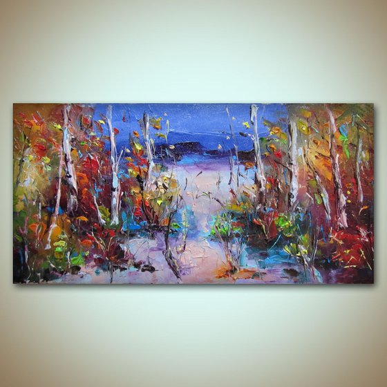 silence, Landscape oil painting, free shipping