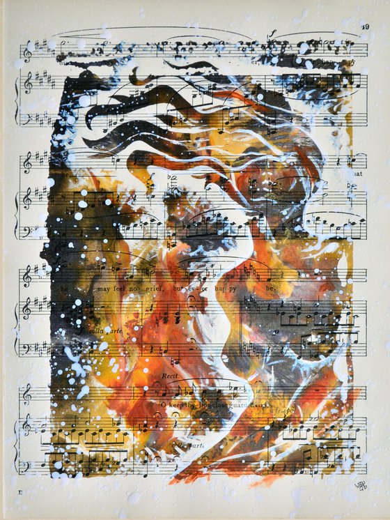 Dirty Wind - Collage Art on Vintage Music Sheet Page