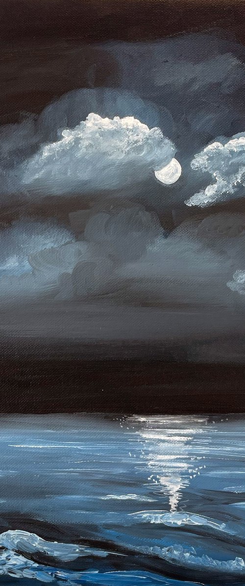 Full Moon at Sea by Delnara El