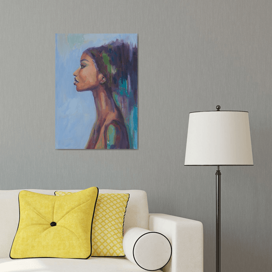 DIGNITY • African American woman portrait wall art / original oil painting and giclee prints