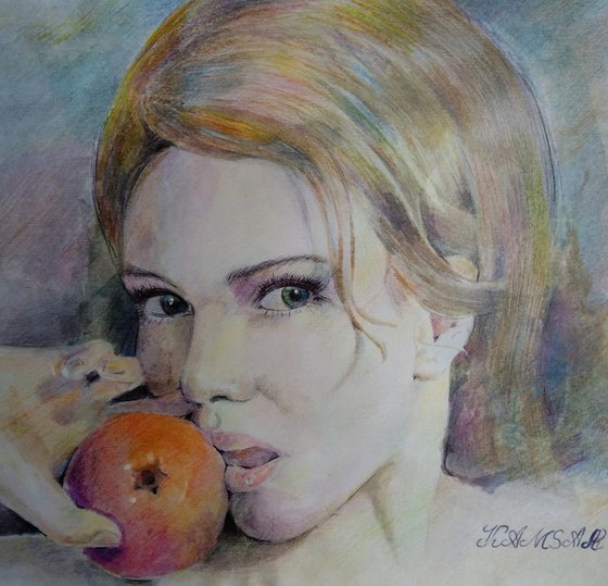 Watercolor portrait - sweet apple(30x40cm, watercolor, paper)