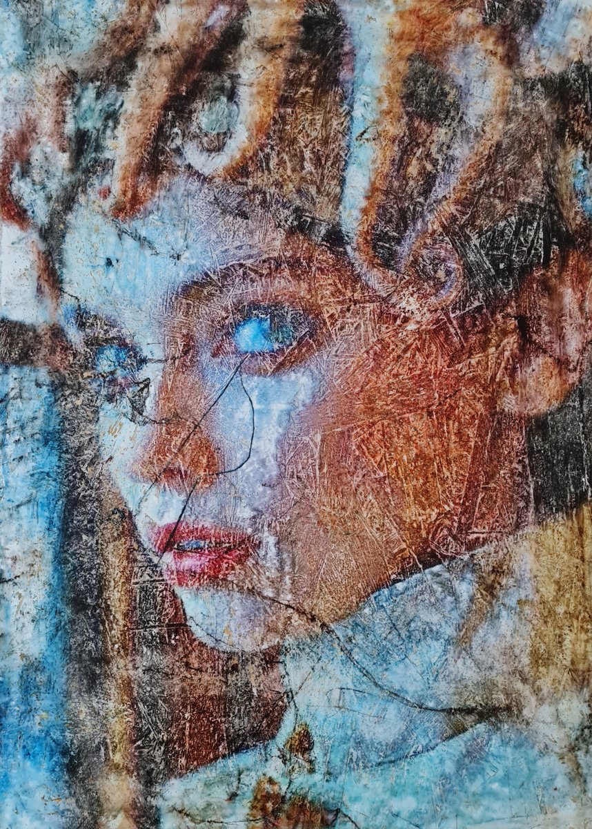 Impressionistic Portrait Acrylic Painting By Alessio Mazzarulli, 20 X 28, Echoes Of The Unseen, Original Artwork