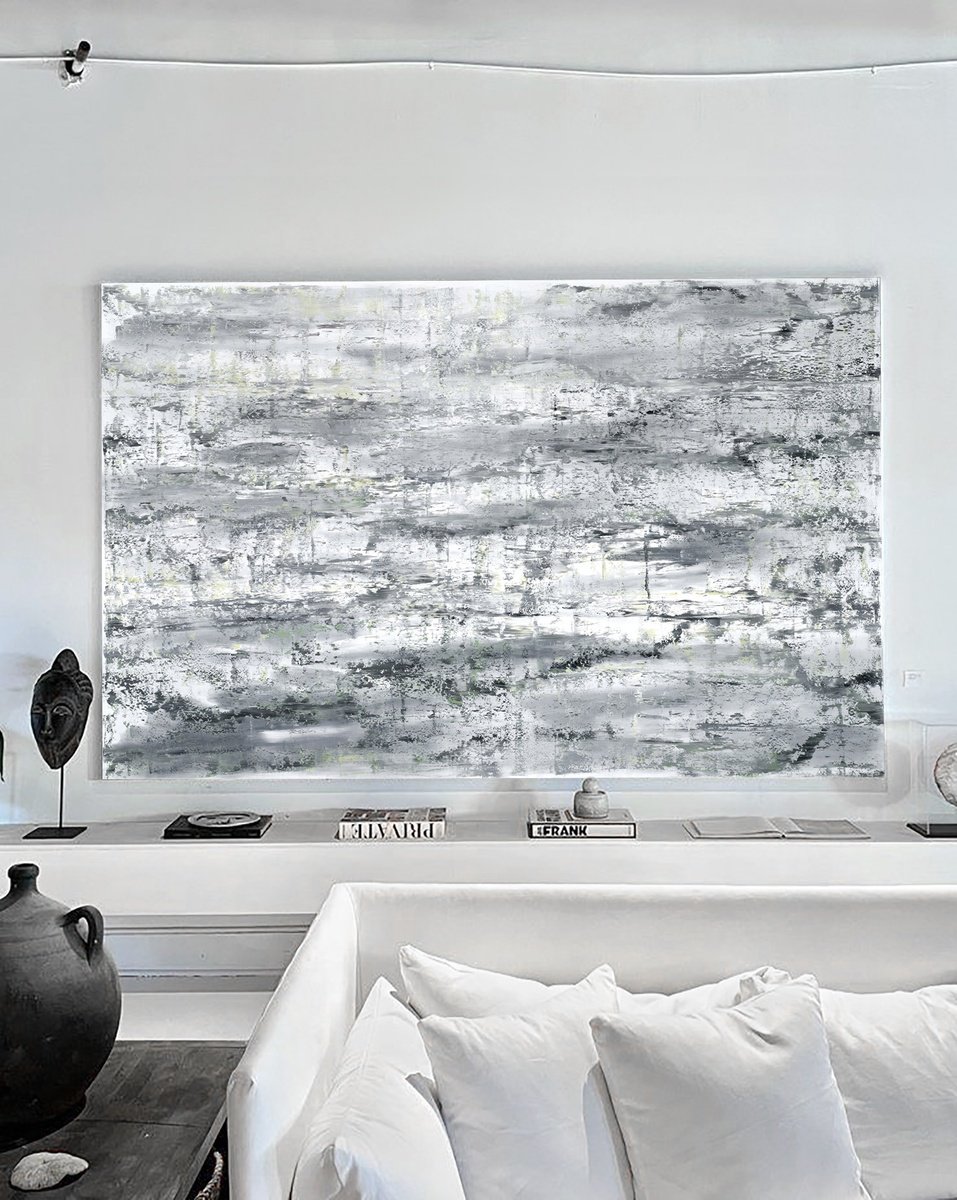 Abstract Oil Painting By Nataliia Sydorova, 118 X 75", Misty Morning, Original Artwork