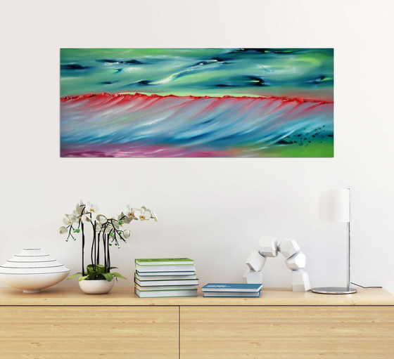 Sense of time - 100x40 cm,  Original abstract painting, oil on canvas