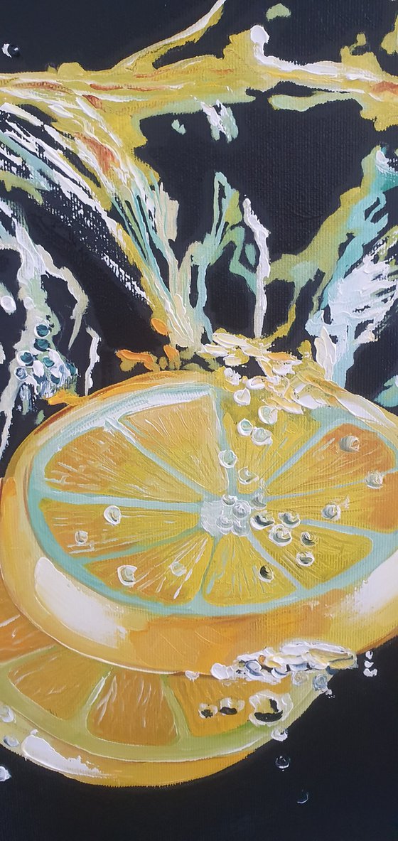 Lemons with water splash 30*50 cm