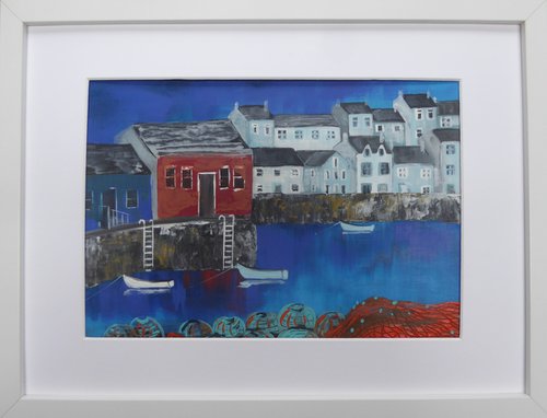 Fishguard, pots and nets by Elaine Allender