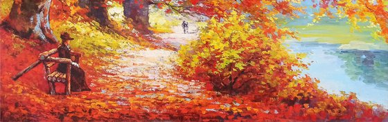 Deep autumn  (60x90cm, oil painting, ready to hang)