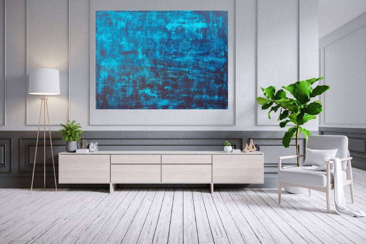 Blue frost - large blue abstract painting by Ivana Olbricht