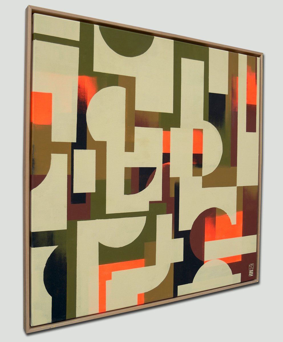 The Maze - Camel &Amp; Orange By Ronald Hunter, 37 X 37, Artwork For Sale On Artfinder